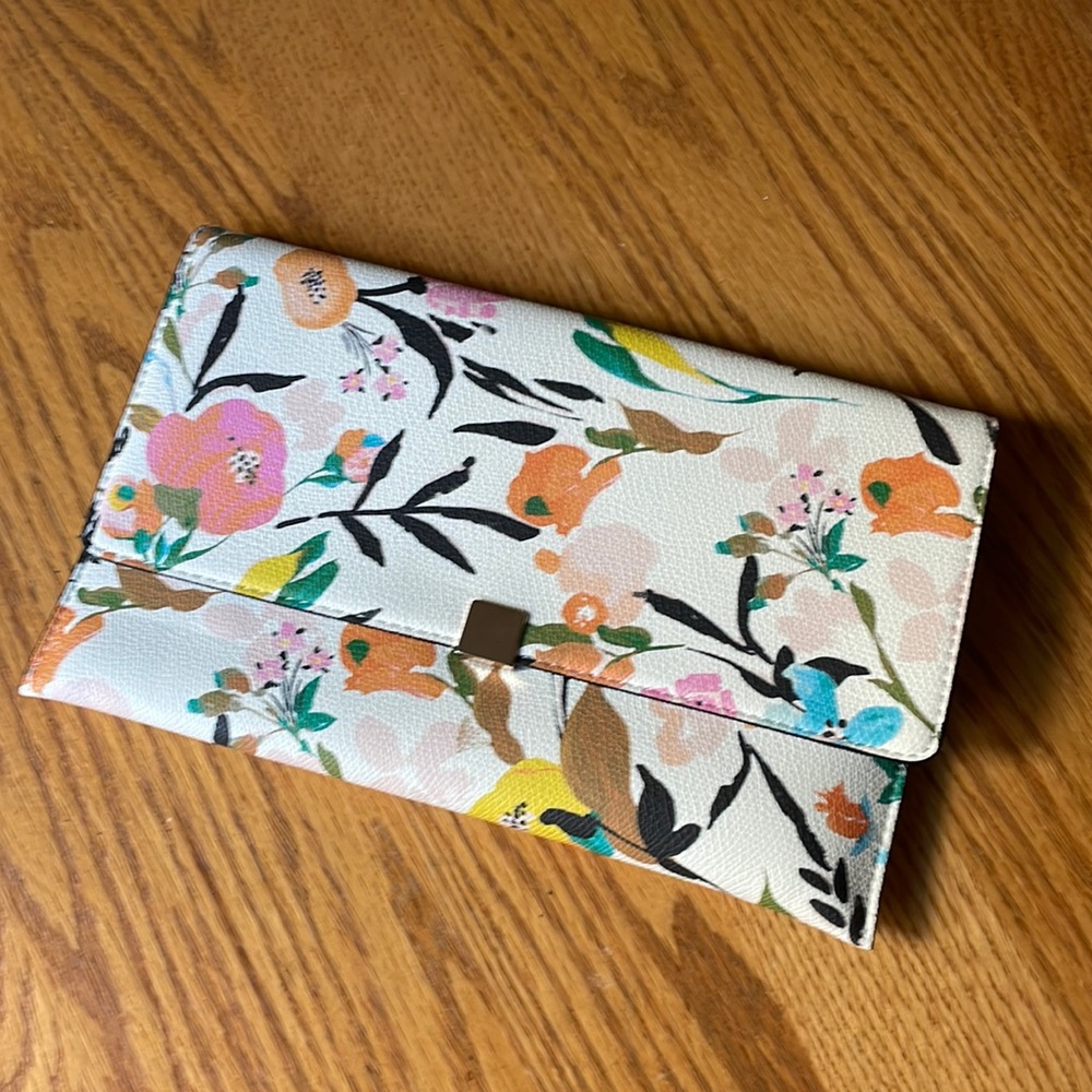 A New Day floral clutch with removal strap
